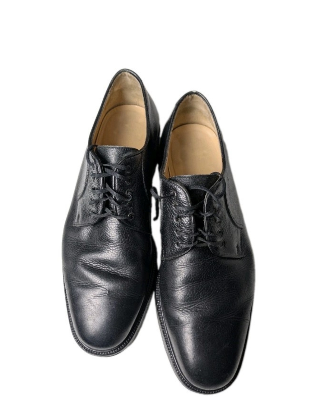 Salvatore Ferragamo Black Pebbled Leather Oxfords Derby Shoe